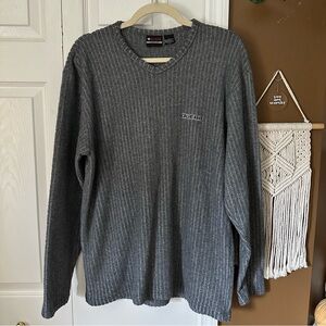 Guess (Vintage?) Soft Wide Ribbed Vneck Longsleeve / Oversize Mens Small